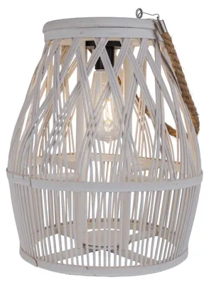 Produktbild von Solar-Dekoleuchte "KORBINIAN" weiß, Lampe für den Außenbereich im Natural-Style, aus Korb in weiß, 29 x 29 x 34 cm, mit Diode – mit Schiebeschalter – Dämmerungssensor