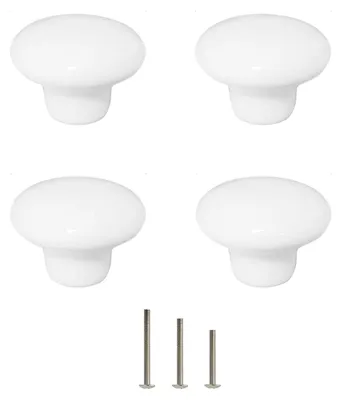 Immagine prodotto di Set di 4 pomelli in Vetroceramica bianca per mobili e cassetti