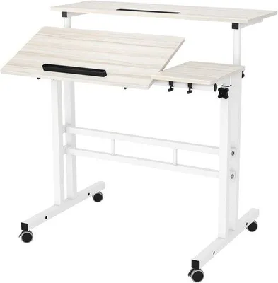 Produktbild von Famanu Computertisch mit Rollen für Laptop und Arbeitsplatz - Höhenverstellbar
