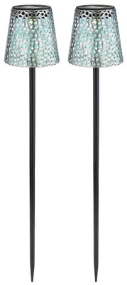 Produktbild von 2er Set LED Solarleuchte, Metall, schwarz, Dekorstanzung, H 70 cm