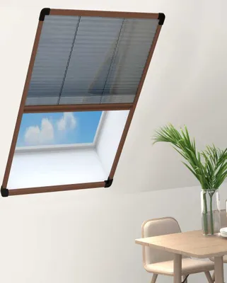 Produktbild von Langlebige Insektenschutz-Plissee für Fenster Aluminium Braun 80x160 cm,Plissees Möbel69635