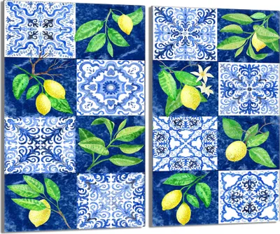 Produktbild von Herdabdeckplatten 2 teilig 30x52 Glaskeramikkochfeld Abdeckung Glas, Mosaik Zitrone