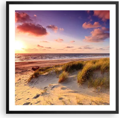 Produktbild von Gerahmtes Poster - Schwarzer Rahmen - Meer Strand Düne - 60x60 cm - Wand Bild - Wanddeko - Wandbilder - Kunstposter - Wandposter - Bilderrahmen - Bilder - Kunstdruck - Wandbild - P2BAC60x60-3540