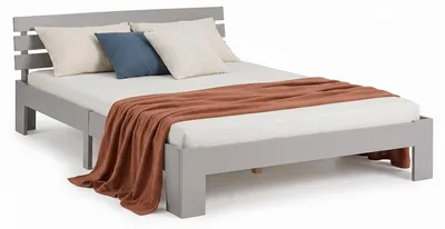 Produktbild von Homestyle4u Holzbett 120x200 Grau Kiefer Doppelbett Lattenrost Jugend Gäste