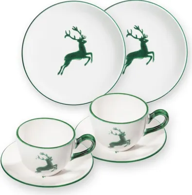 Image de Gmundner Keramik Grüner Hirsch, Petit-déjeuner pour 2 coupes