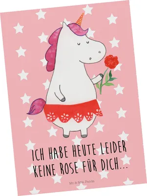 Produktbild von Mr. & Mrs. Panda Grußkarte Einhorn Dame - Rot Pastell - Geschenk, Trennung, Einhörner, Unicorn, Kunstkarten, Ansichtskarte, Freundin, Postkarten, Ansichtskarten, Bachelor