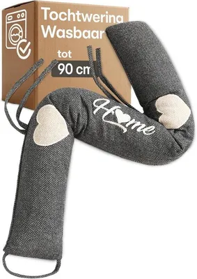 Produktbild von Famanu Zugluftstopper 90 cm – Waschbar – Energiesparend – Extra schwer – Grau