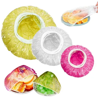 Produktbild von 150 elastische Gefrierbeutel, wiederverwendbar, wasserdicht, wiederverschließbar, 3 Größen, verschiedene Farben, zum Frischhalten von Gemüse, für Zuhause, Hotel oder als Duschhaube.