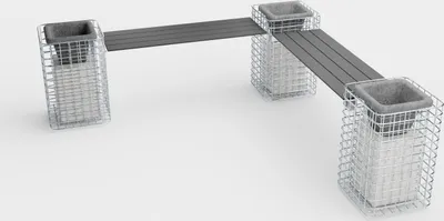 Produktbild von Gartenbank 3 Blumensäulen - 200 x 62 x 42 cm (L x H x P)  MW 5 x 5 cm feuerverzinkt,  mit Recyclingauflage in anthrazit