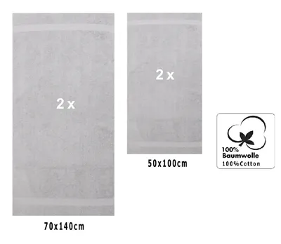 Produktbild von Betz 4-tlg. Handtuch-Set PREMIUM - 2 Liegetücher 2 Handtücher 100% Baumwolle Farbe: silber