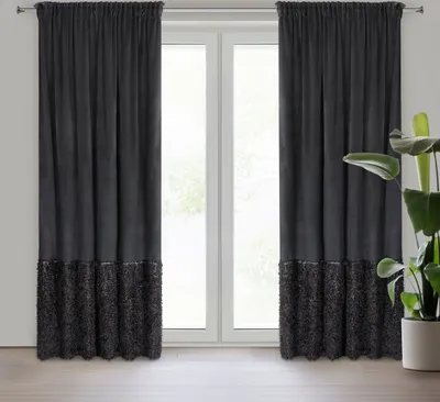 Obrázok produktu pre Moderná záclona na páske MARION2 zamat 140X270 čierna