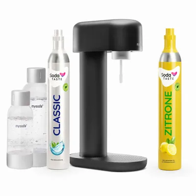 Image de Offre économique : Ruby Appareil à gazéifier l'eau (noir) + cylindre de CO2 citron