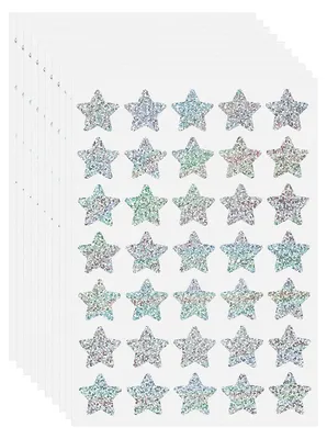 Image de Autocollants en forme d'étoiles scintillantes - Holographiques - Pour décoration et loisirs créatifs - Argentés - 25 mm - 350 pièces