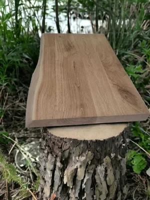 Produktbild von Holz Waschtischplatte 70 x 50 (55) x 4 cm für Aufsatzbecken Waschtischkonsole massiv Holz Waschtisch Eiche mit Baumkante NATUR Neu