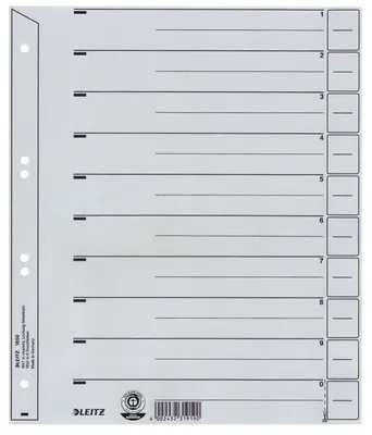 Produktbild von Leitz Trennblatt Verwendung für Papierformat: DIN A4, Übe Werkstoff: Kraftkarton, recycelt