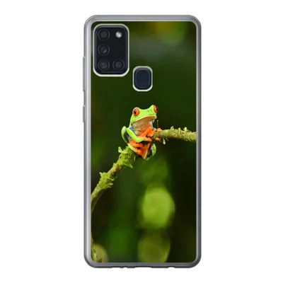 Produktbild von MuchoWow® Handyhülle Schutzhülle Hülle für Samsung Galaxy A21s Frosch - Äste - Grün Silikon Softcase Handy Hülle - Hartschale
