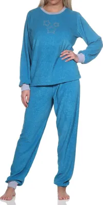 Produktbild von Normann Damen Frottee Schlafanzug Homewear Loungewear mit Sternenmotiv - auch in Übergröße ; türkis , 36