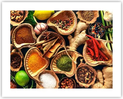Produktbild von Poster - Poster ohne Rahmen - Küche Essen Kräuter Gewürze - 50x40 cm - Wand Bild - Wanddeko - Wandbilder - Kunstposter - Wandposter - Bilder - Kunstdruck - Wanddekoration - Wandbild - P2XAA50x40-2844