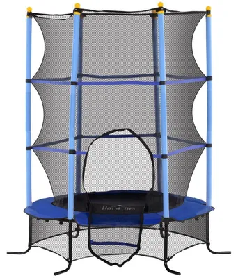 Image de Trampoline pour enfants avec filet de sécurité | Couleur : Bleu | Dimensions : 163 x 163 x 190 cm