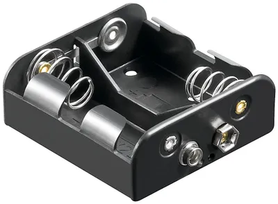 Produktbild von Wentronic 2x C (Baby) Batteriehalter, Schwarz - Druckknopf