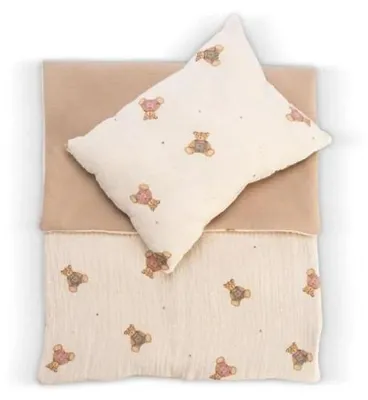 Produktbild von Bettwäsche für ein Puppenbett, geeignet für Puppen bis 46 cm