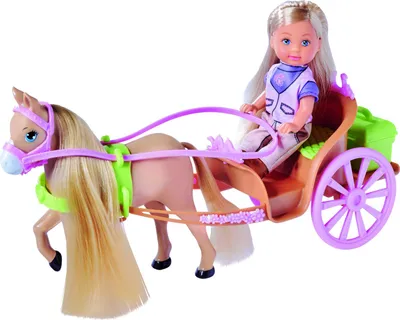 Image de Evi LOVE Horse Carriage 12cm, Voiture hippomobile avec cheval, accessoires et compartiment secret,, dès 3 ans