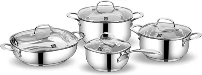 Produktbild von Korkmaz - Pannenset - Lea A2785 - 8-teilig - Edelstahl - Induktionsgeeignet - Gl