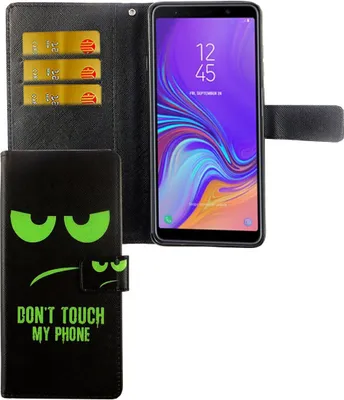 Produktbild von Samsung Galaxy A9 2018 Tasche Handy Hülle Schutz-Cover Flip-Case mit Kartenfach Don't touch my phone