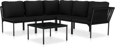 Produktbild von vidaXL 6-tlg. Garten-Lounge-Set mit Auflagen Schwarz PVC