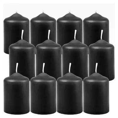 Produktbild von Stumpenkerzen Schwarz Ø4cm x 6cm (12 Stück) - Hergestellt in der EU - Blockkerzen - Wachs