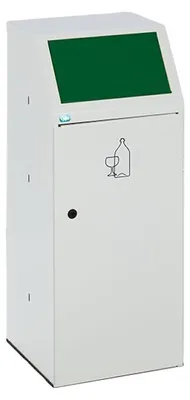 Produktbild von Robuster Wertstoffsammler mit Fronttür & Inneneinsatz | 90 Liter, HxBxT 105x40x40,5cm | Verzinkter Stahl | Grün