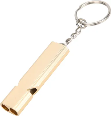 Produktbild von Outdoor Survival Pfeife mit Schlüsselanhänger Camping Aluminiumlegierung Doppelrohre Gold