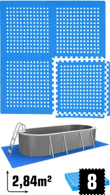 Immagine prodotto di 2,8 m² di sottofondo per piscina - 8 tappetini in EVA 62x62 - set di tappetini - sottofondo per piscina
