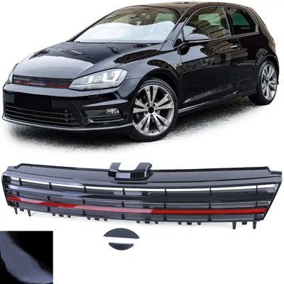Sportgrill Kühlergrill Grill Leiste Rot SCHWARZ GLANZ für VW Golf 7 VII ab 12-17 – Produktansicht
