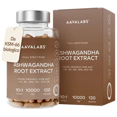 Immagine prodotto di Aavalabs Ashwagandha KSM-66® | 1000 mg | Stress e sonno | 120 capsule