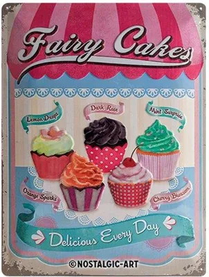 Produktbild von Nostalgic-Art - Blechschild 30 x 40 cm - Home & Country - Fairy Cakes - Cup Cakes