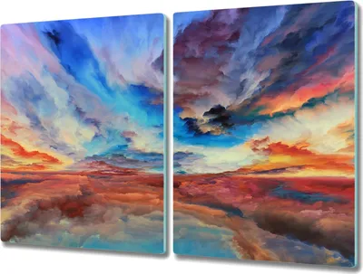 Produktbild von Coloray Schneidebrett Herdabdeckplatte 2x40x52 cm Kochplattenabdeckung Hackbrett Küchenbrett - Wolken