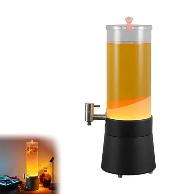Produktbild von Bierfass, 3l Getränkespender mit Eisröhre und LED-Licht, Tisch-Bierzapfanlage für Partys, Bars, Pubs, Restaurants