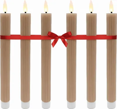 Image de Bougies coniques sans flamme à LED, en cire véritable, lot de 6