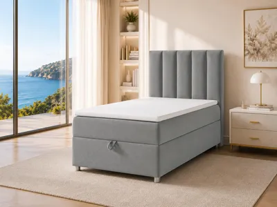 Produktbild von Best for Home Boxspringbett mit Bettkasten Trinity K10-SINGLE 80x200 Bonellfederkern inkl. Topper - Grau, KI-generiertes Bild