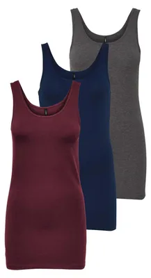 Produktbild von ONLY Damen Onllive Love Long Tank TOP 3er Pack Top für Frauen, Dark Grey Melange