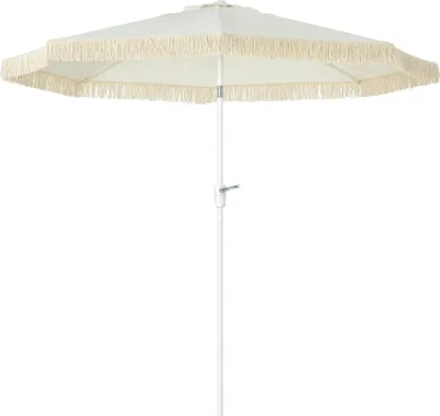 Image de Outsunny Parasol de jardin parasol extšŠrieur inclinable š€ franges avec manivelle 8 baleines dim. ? 2,65 x 2,45 H m Blanc