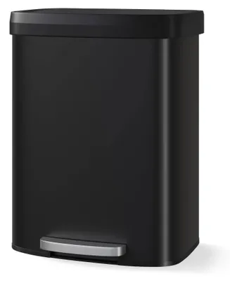 Produktbild von Mülleimer Küche - Treteimer 60 l - Edelstahl - Soft-Close Deckel - Geruchsdicht - Fingerabdruckfrei - Schwarz