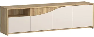 Produktbild von POEM TV-Lowboard Sand 203,9 x 42 x 55,8 cm mit 3 Soft-Close Türen, Schubkasten & offener Nische