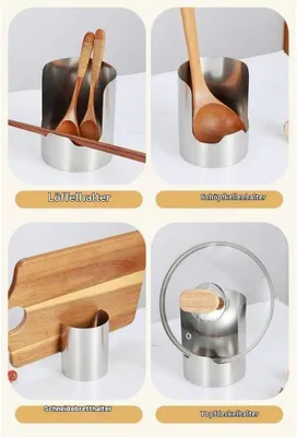 Produktbild von Multifunktionaler Halter aus Edelstahl für Löffel, Topfdeckel, Essstäbchen und Spatel in der Küche