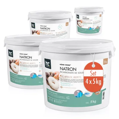 Produktbild von 5 kg Natron Backsoda Natriumhydrogencarbonat in Lebensmittelqualität, als Haushaltsmittel und Reiniger zu verwenden