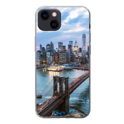 Produktbild von MuchoWow® Handyhülle Schutzhülle Hülle für iPhone 13 New York - Brooklyn Bridge - Boot Silikon Softcase Handy Hülle - Karteninhaber