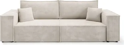 Produktbild von 3-Sitzer Sofa ANTONIO POSSO 255x105x70 cm, Couchgarnitur / Wohnzimmersofa mit Schlaffunktion & Bettkästen, Sofabett mit Bezug in Cord - Hellbeige