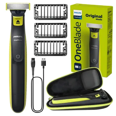 Immagine prodotto di Philips OneBlade QP2724/10, rasoio – 45 minuti di autonomia – 3 pettini – Custodia