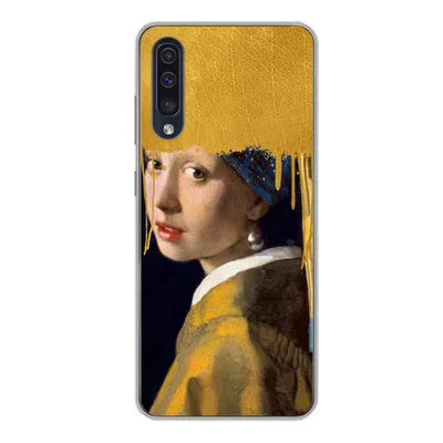 Produktbild von MuchoWow® Handyhülle Schutzhülle Hülle für Samsung Galaxy A50 Mädchen mit einem Perlenohrring - Gold - Vermeer Silikon Softcase Handy Hülle - Mobiltelefonhülle